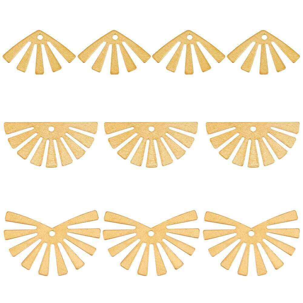 9590 60pcs Raw Brass Semicircle Shape Fan Earrings & Necklace Charms - Half